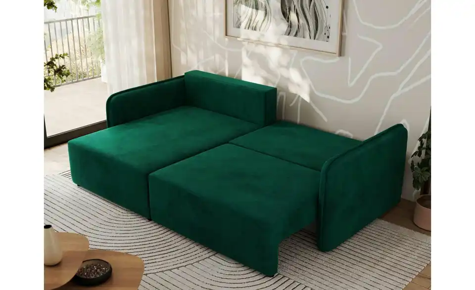 Ecksofa Dunkelgrün, in Wohnsituation