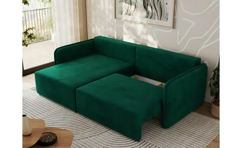 Ecksofa Dunkelgrün, Funktionsansicht