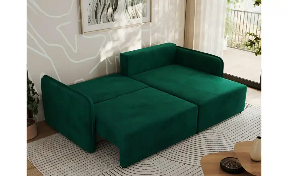 Ecksofa Dunkelgrün, in Wohnsituation