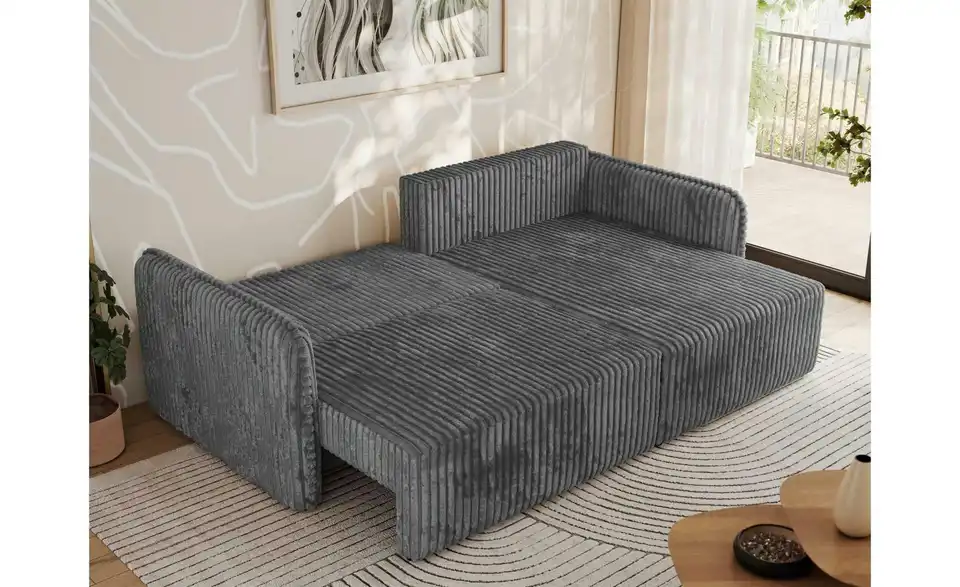 Ecksofa Dunkelgrau, in Wohnsituation