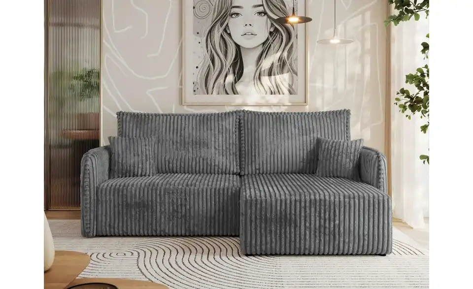 Ecksofa Dunkelgrau, in Wohnsituation