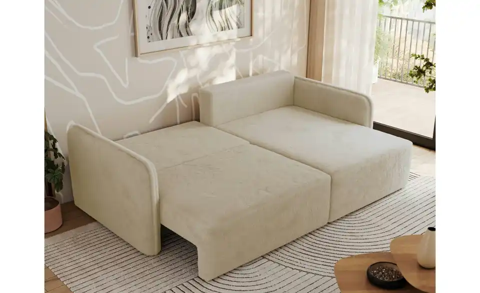 Ecksofa Creme, in Wohnsituation