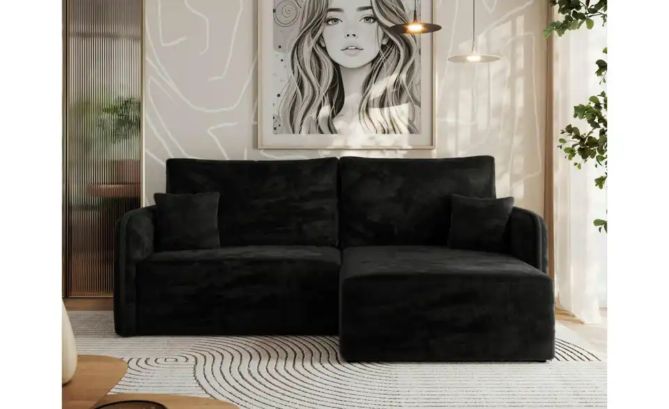 Ecksofa Schwarz, in Wohnsituation