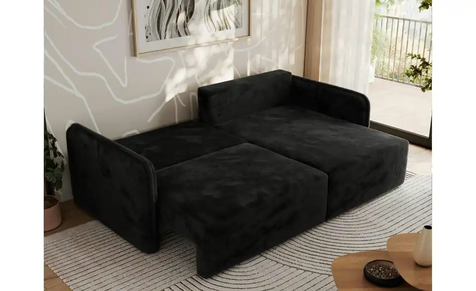 Ecksofa Schwarz, in Wohnsituation