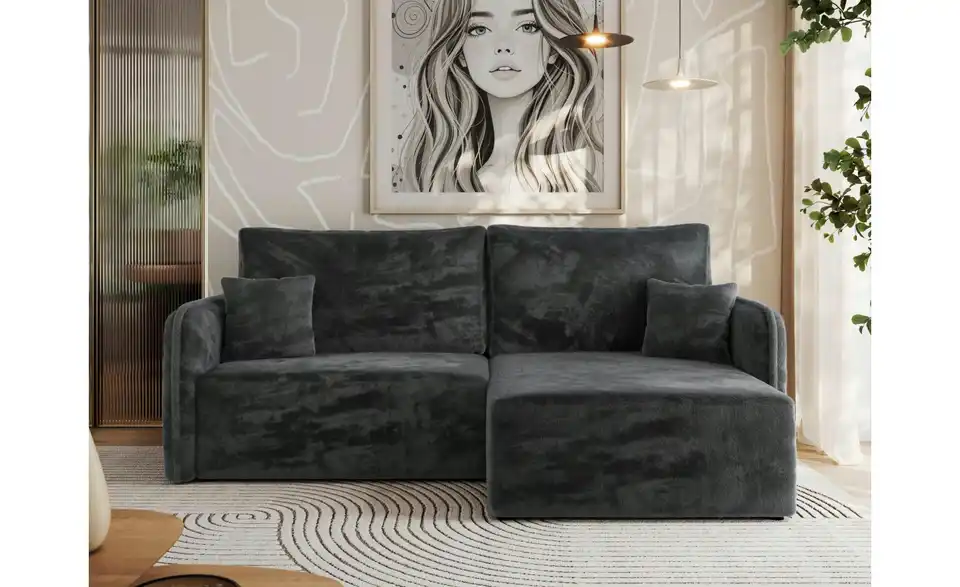 Ecksofa Dunkelgrau, in Wohnsituation