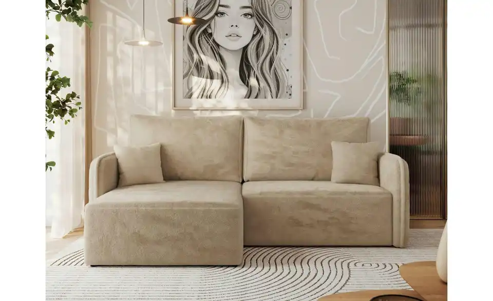 Ecksofa Beige, in Wohnsituation