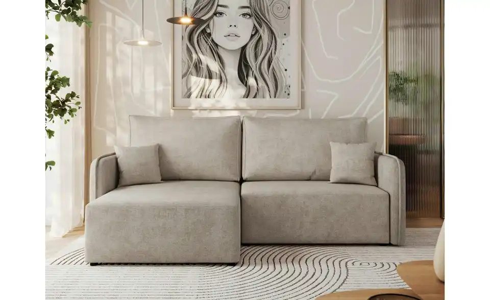 Ecksofa Beige, in Wohnsituation