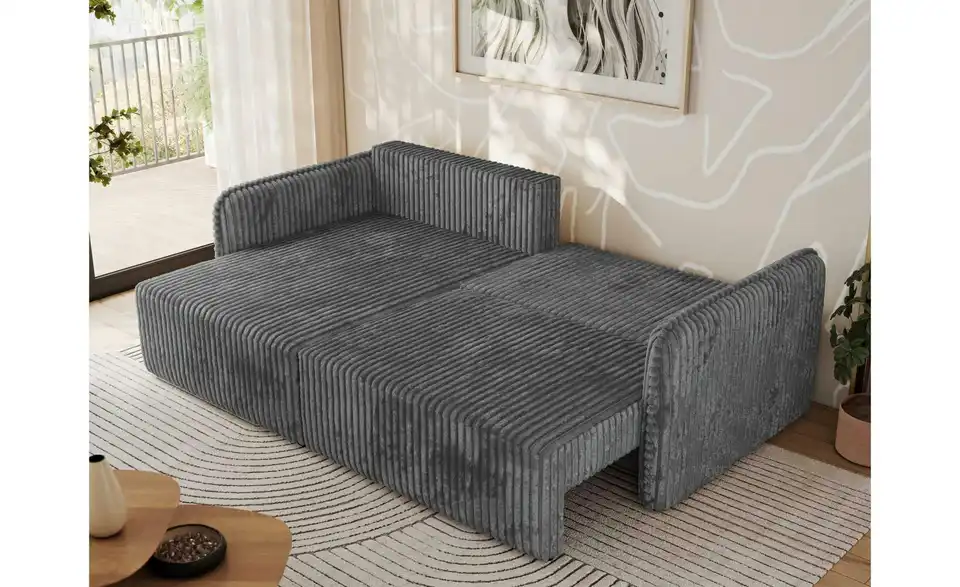 Ecksofa Dunkelgrau, in Wohnsituation