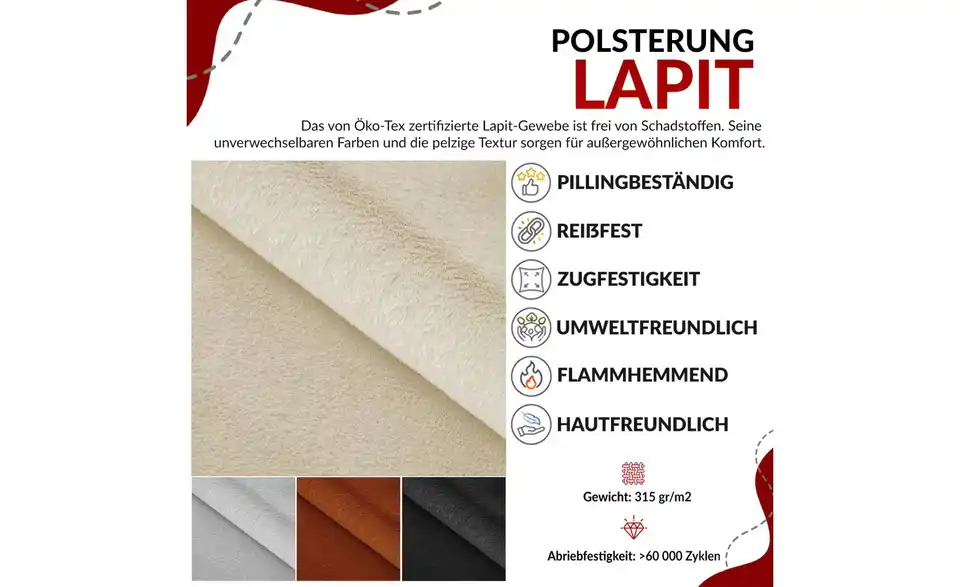 Ecksofa Tono mit Schlaffunktion, Bild mit Text
