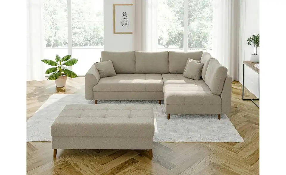 S-STYLE Ecksofa mit Hocker Lars, in Wohnsituation
