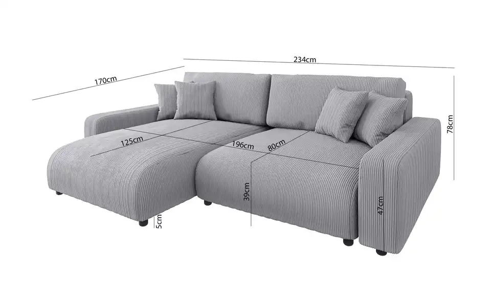 S-STYLE Ecksofa Emma, Bemaßung