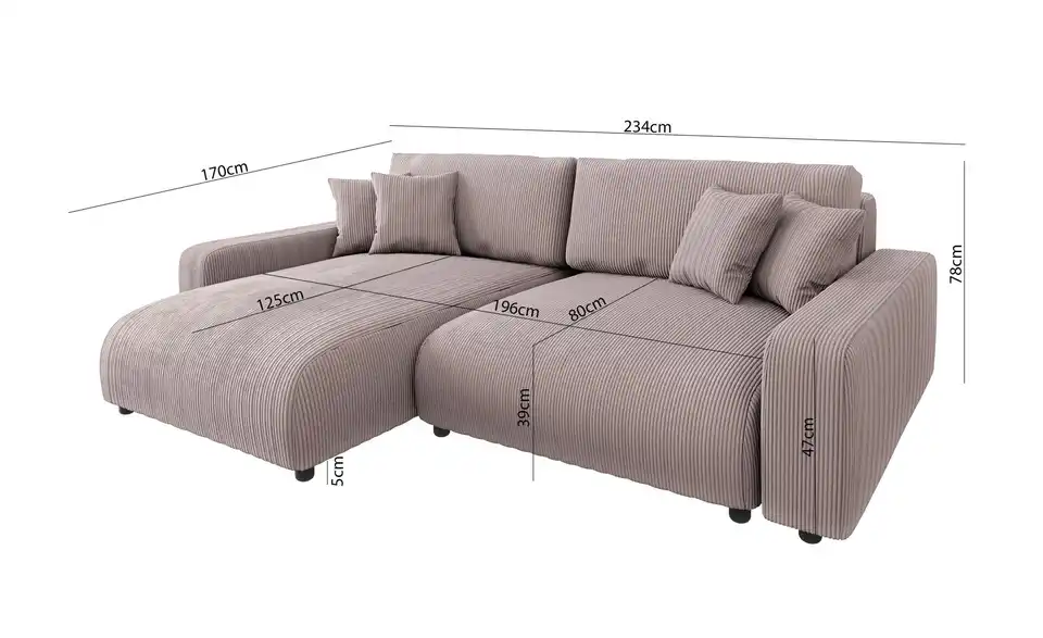S-STYLE Ecksofa Emma, Bemaßung
