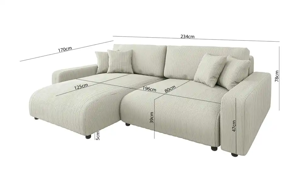 S-STYLE Ecksofa Emma, Bemaßung