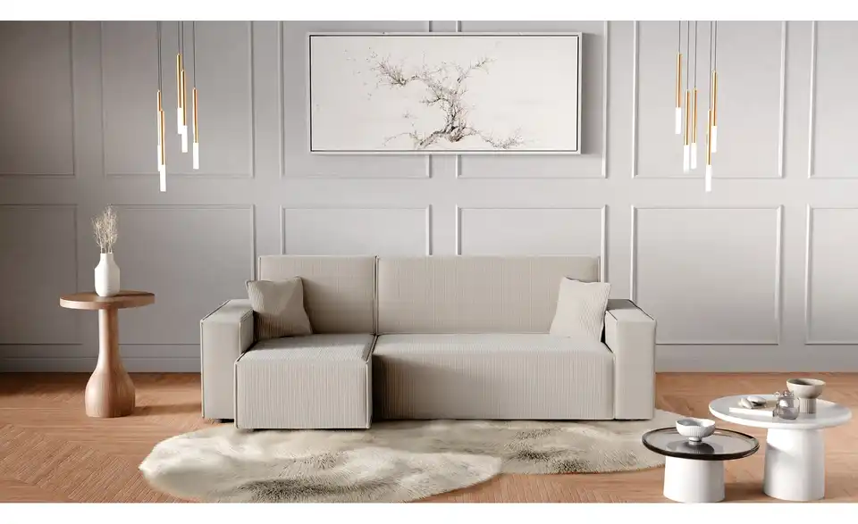 Ecksofa Carl mit Schlaffunktion, in Wohnsituation