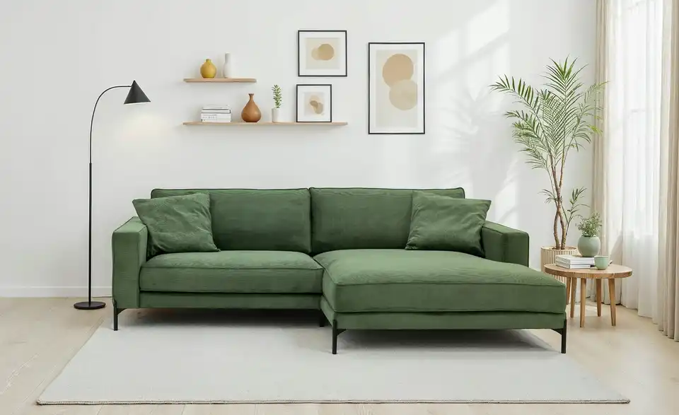 Ecksofa Deep Free aus Cordstoff, in Wohnsituation