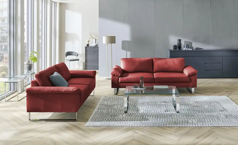 Max Schelling Ledersofa Maximum mit Kufengestell, in Wohnsituation