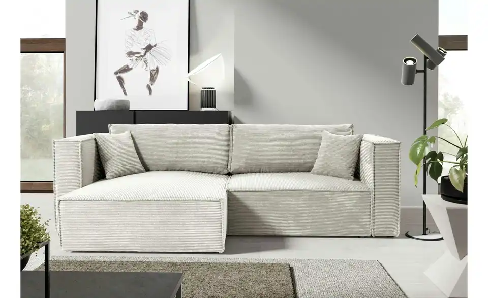 Ecksofa Keymon mit Schlaffunktion, in Wohnsituation