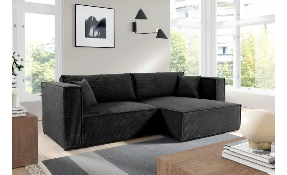 Ecksofa Keymon mit Schlaffunktion, in Wohnsituation