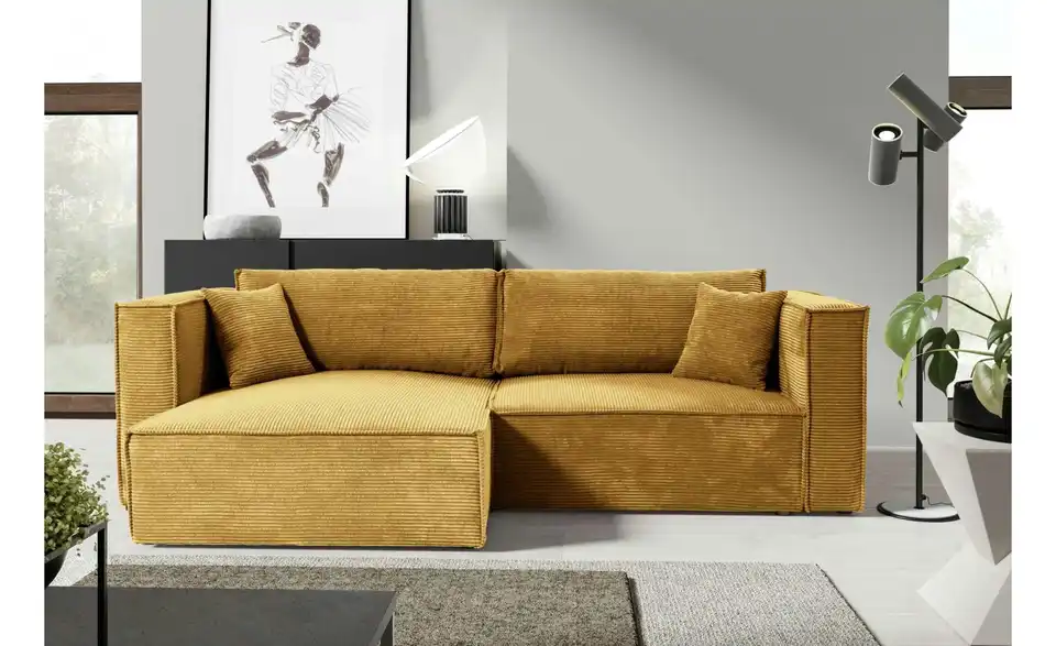 Ecksofa Keymon mit Schlaffunktion, in Wohnsituation