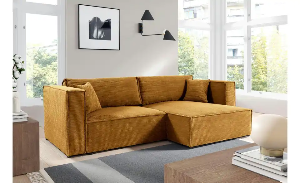 Ecksofa Keymon mit Schlaffunktion, in Wohnsituation