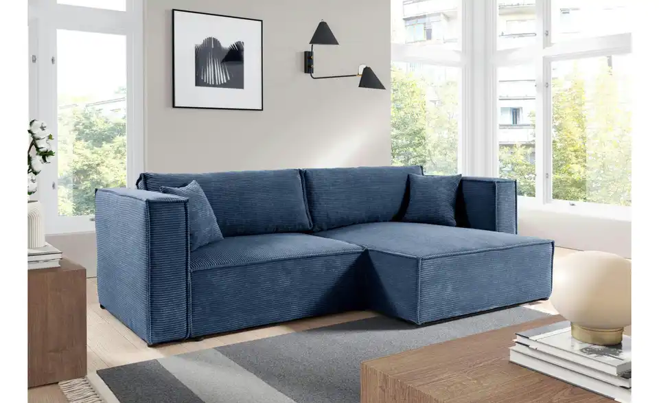 Ecksofa Keymon mit Schlaffunktion, in Wohnsituation