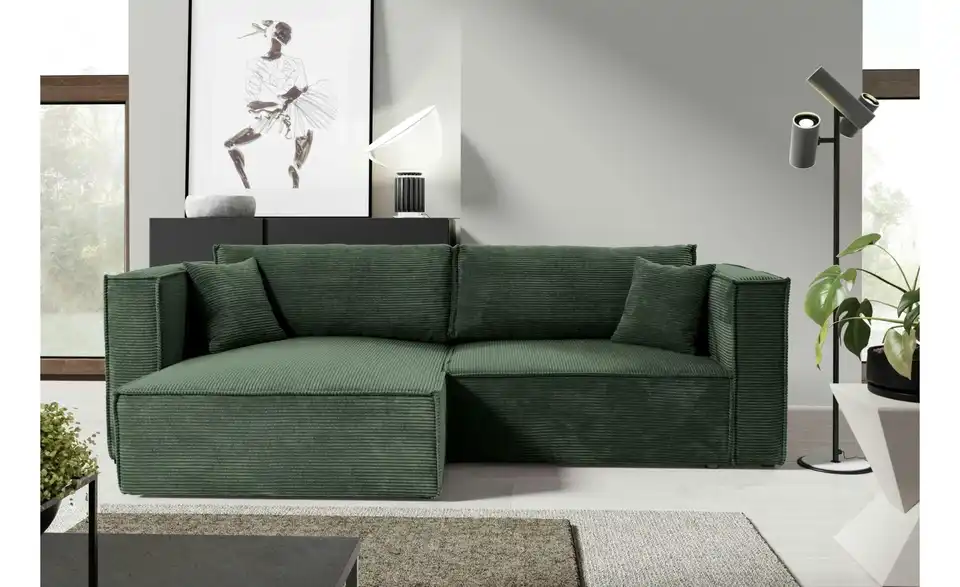 Ecksofa Keymon mit Schlaffunktion, in Wohnsituation