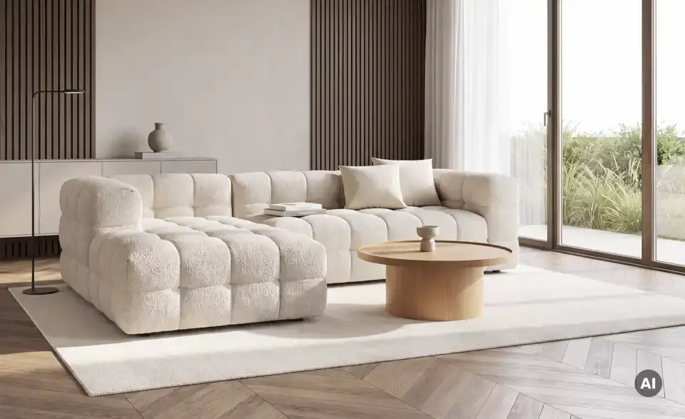 Ecksofa Vibana in moderner Bubble-Optik, in Wohnsituation