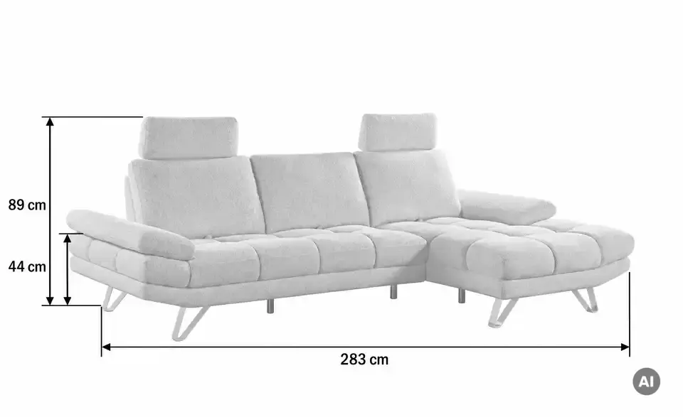Ecksofa Vea, Bemaßung