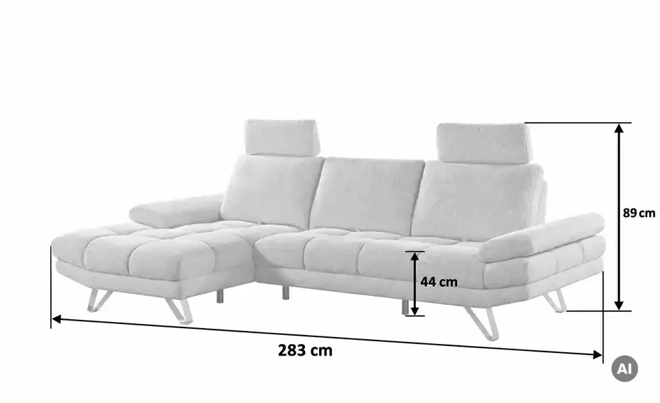 Ecksofa Vea, Bemaßung
