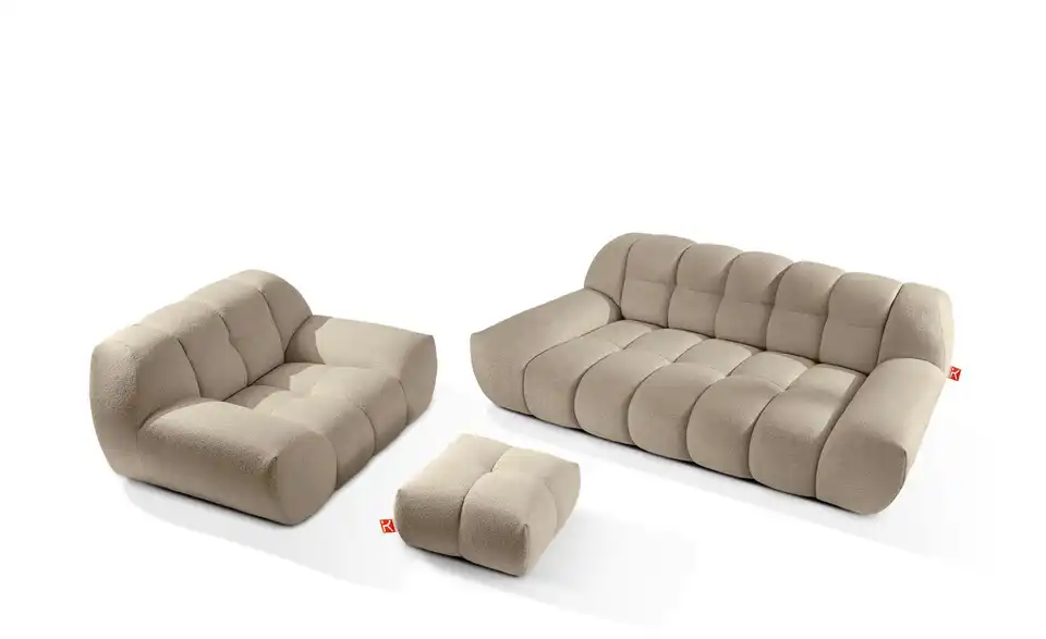 KONSIMO Polstermöbel 3er-Set Vena in Bubble Optik, Frontansicht