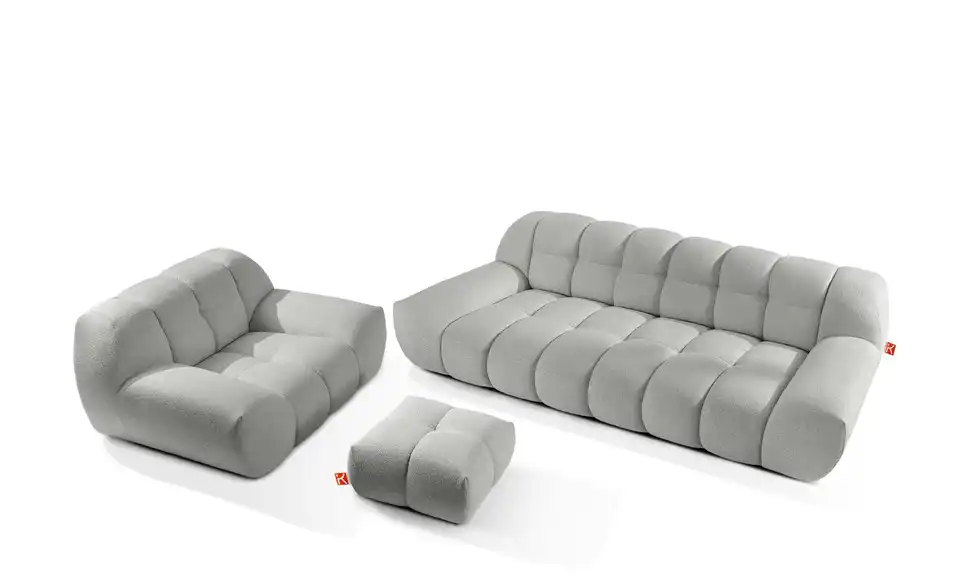 KONSIMO Polstermöbel 3er-Set Vena in Bubble Optik, Frontansicht