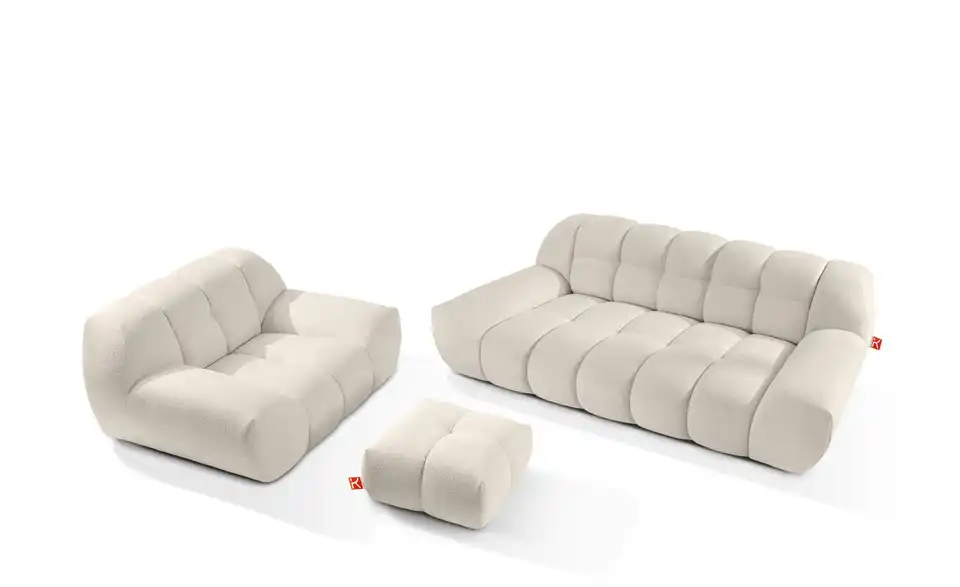 KONSIMO Polstermöbel 3er-Set Vena in Bubble Optik, Frontansicht