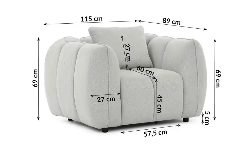 S-STYLE Sessel Nubira, Bemaßung