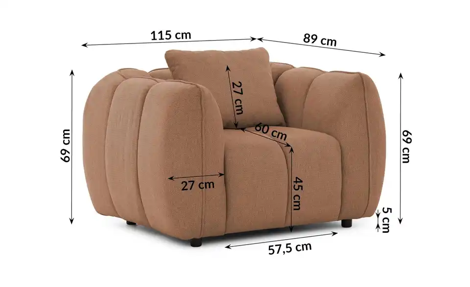 S-STYLE Sessel Nubira, Bemaßung