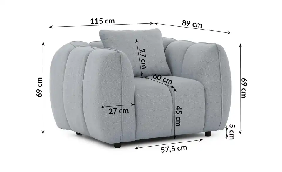 S-STYLE Sessel Nubira, Bemaßung
