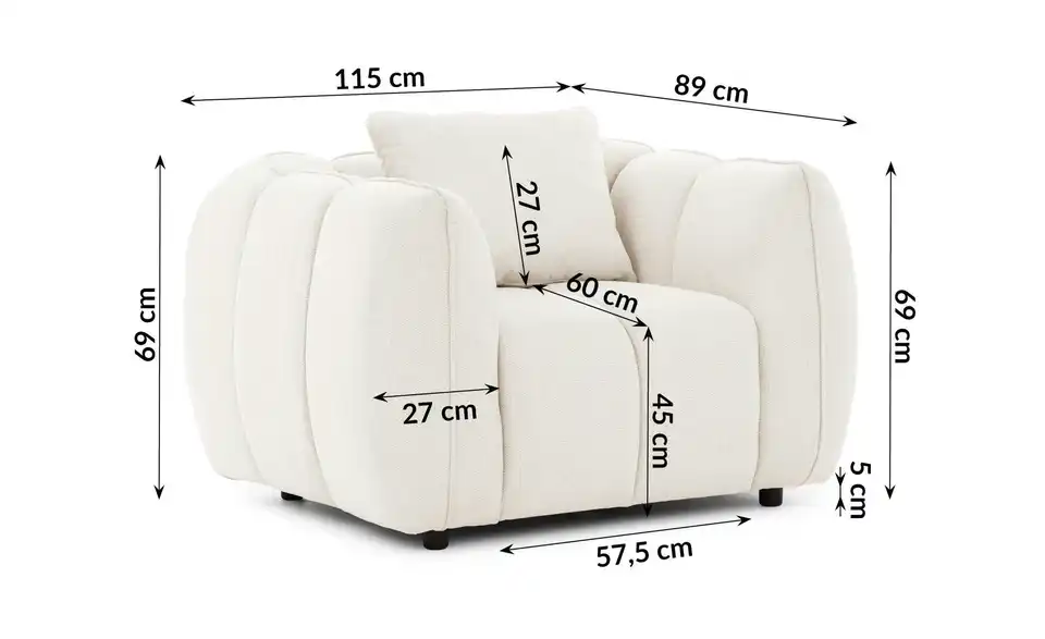 S-STYLE Sessel Nubira, Bemaßung