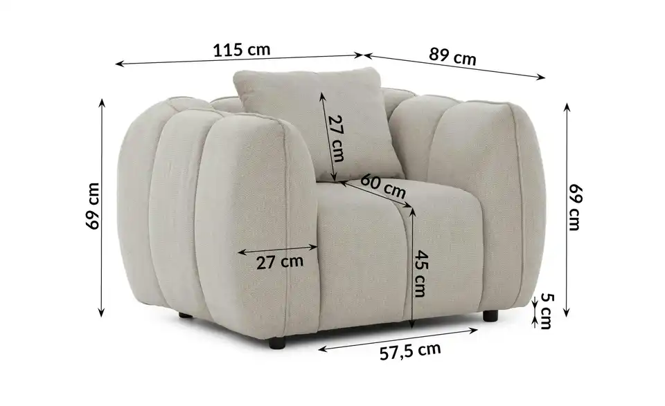 S-STYLE Sessel Nubira, Bemaßung