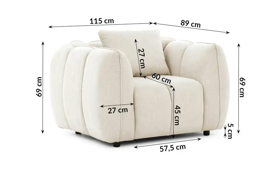 S-STYLE Sessel Nubira, Bemaßung