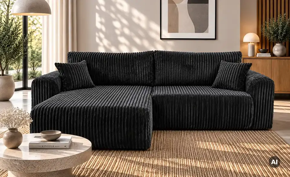 Ecksofa Henna mit Schlaffunktion, in Wohnsituation