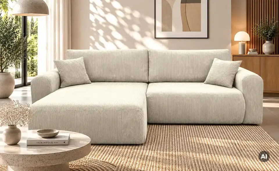 Ecksofa Henna mit Schlaffunktion, in Wohnsituation