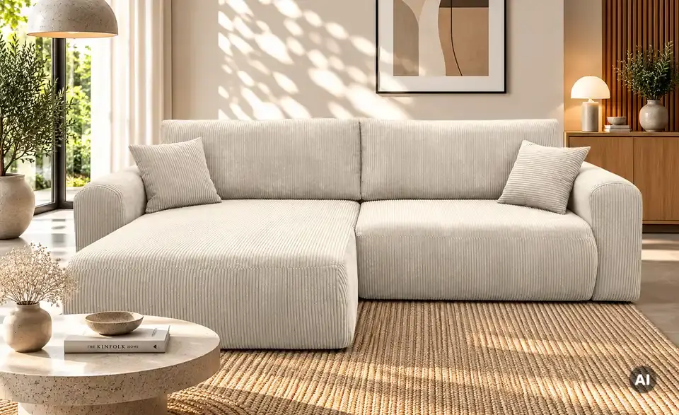 Ecksofa Henna mit Schlaffunktion, in Wohnsituation