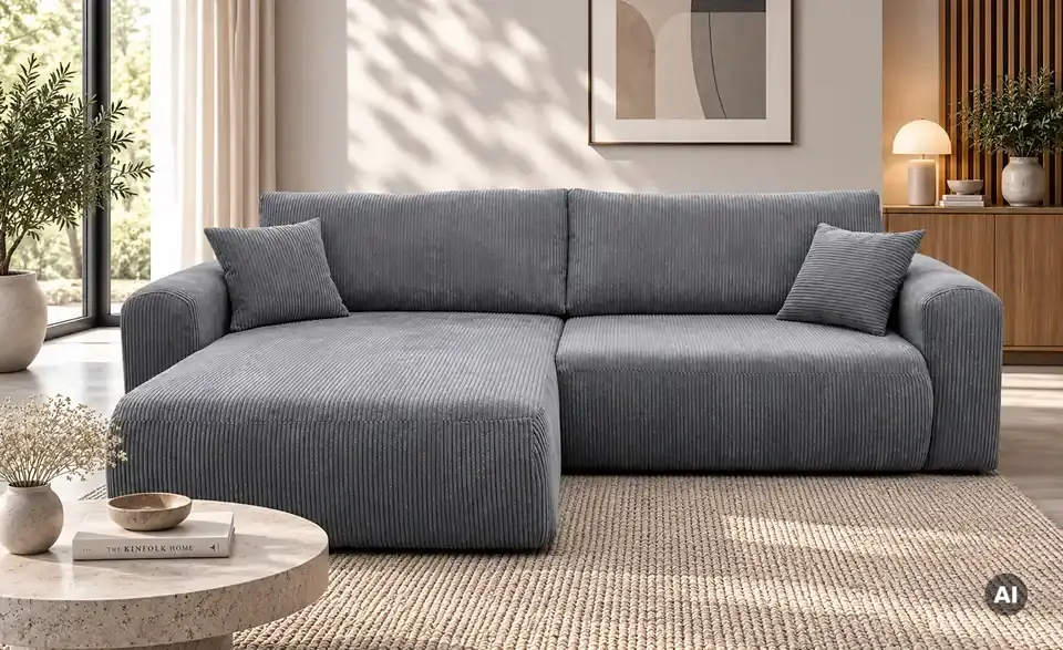 Ecksofa Henna mit Schlaffunktion, in Wohnsituation