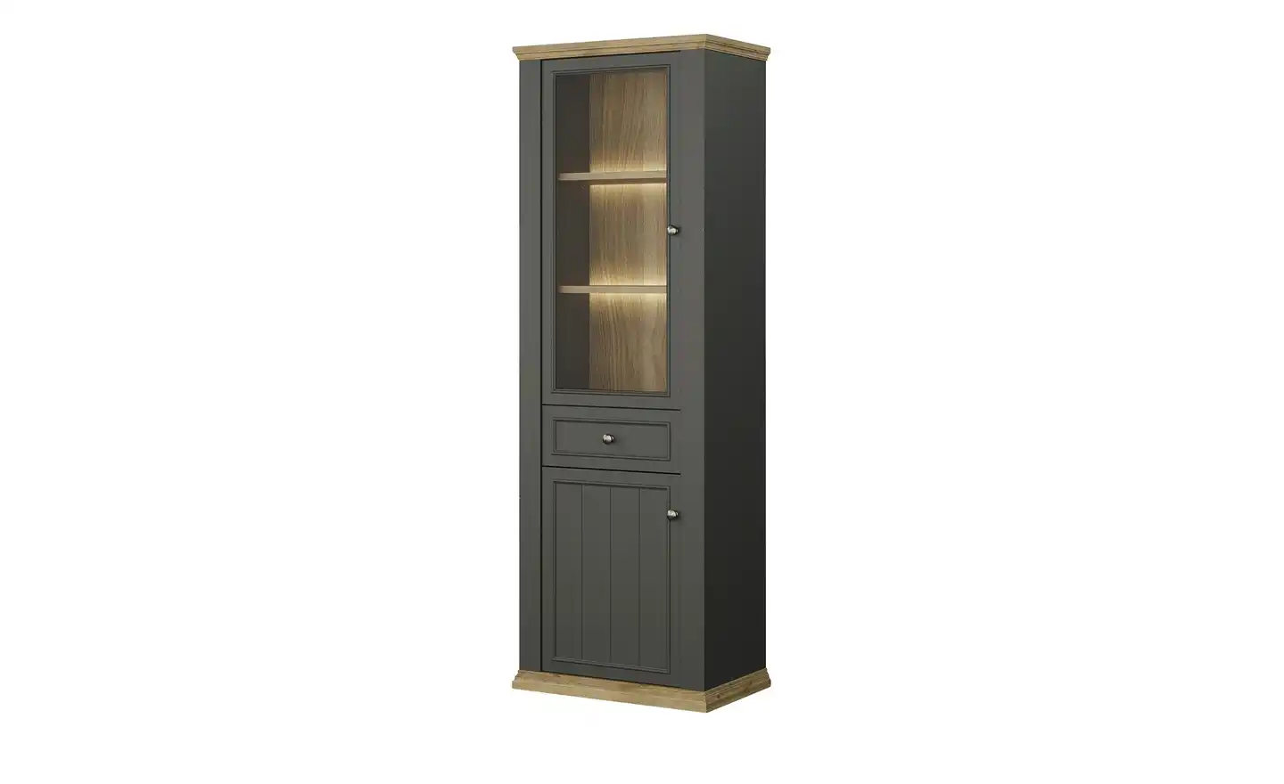 Vitrine COUNTRYSIDE Graphit, Eiche - Vitrine COUNTRYSIDE Graphit, Eiche