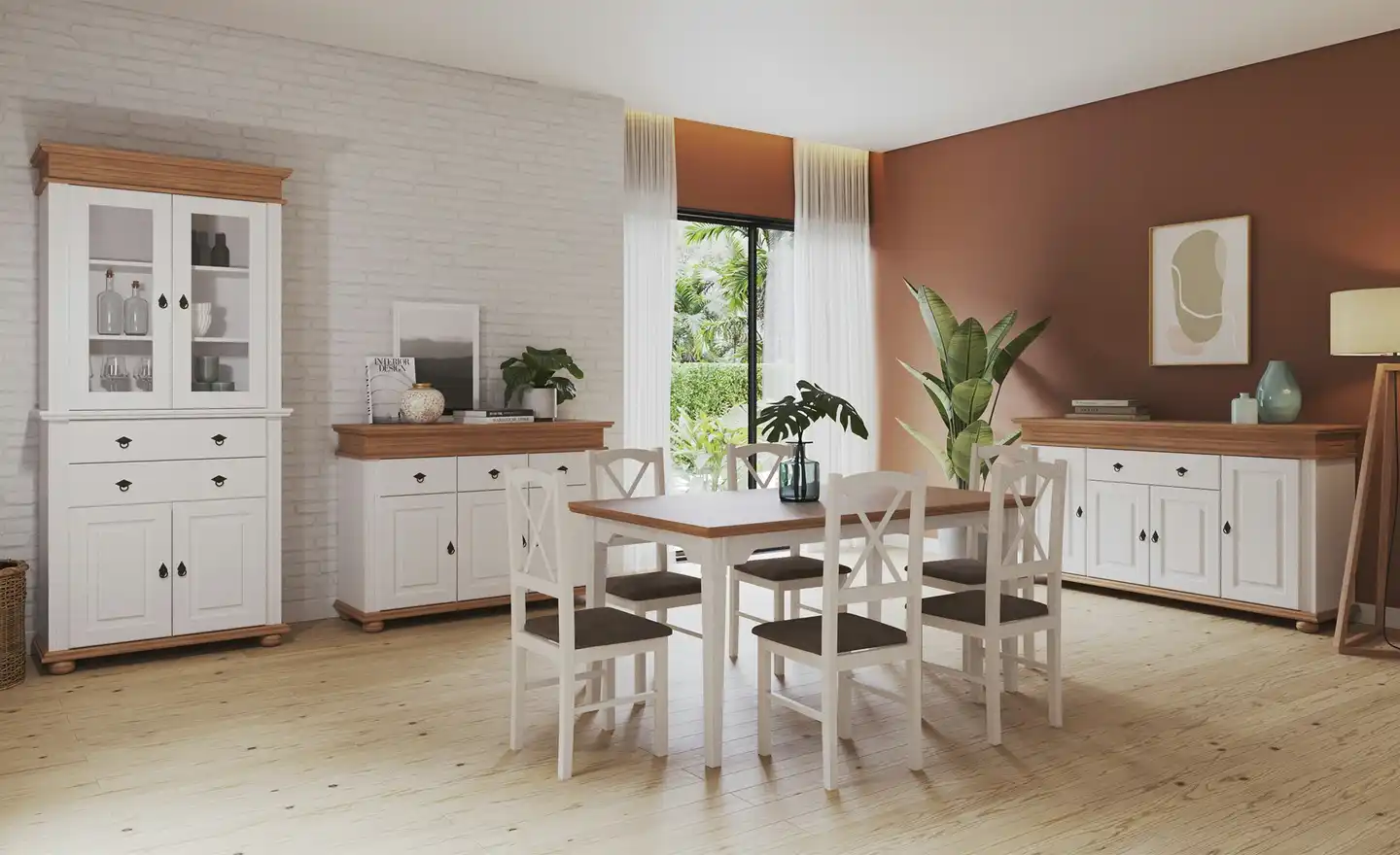 Sideboard aus Massivholz FEHMARN Eiche, Weiß - Sideboard aus Massivholz FEHMARN - Einrichtungsbeispiel