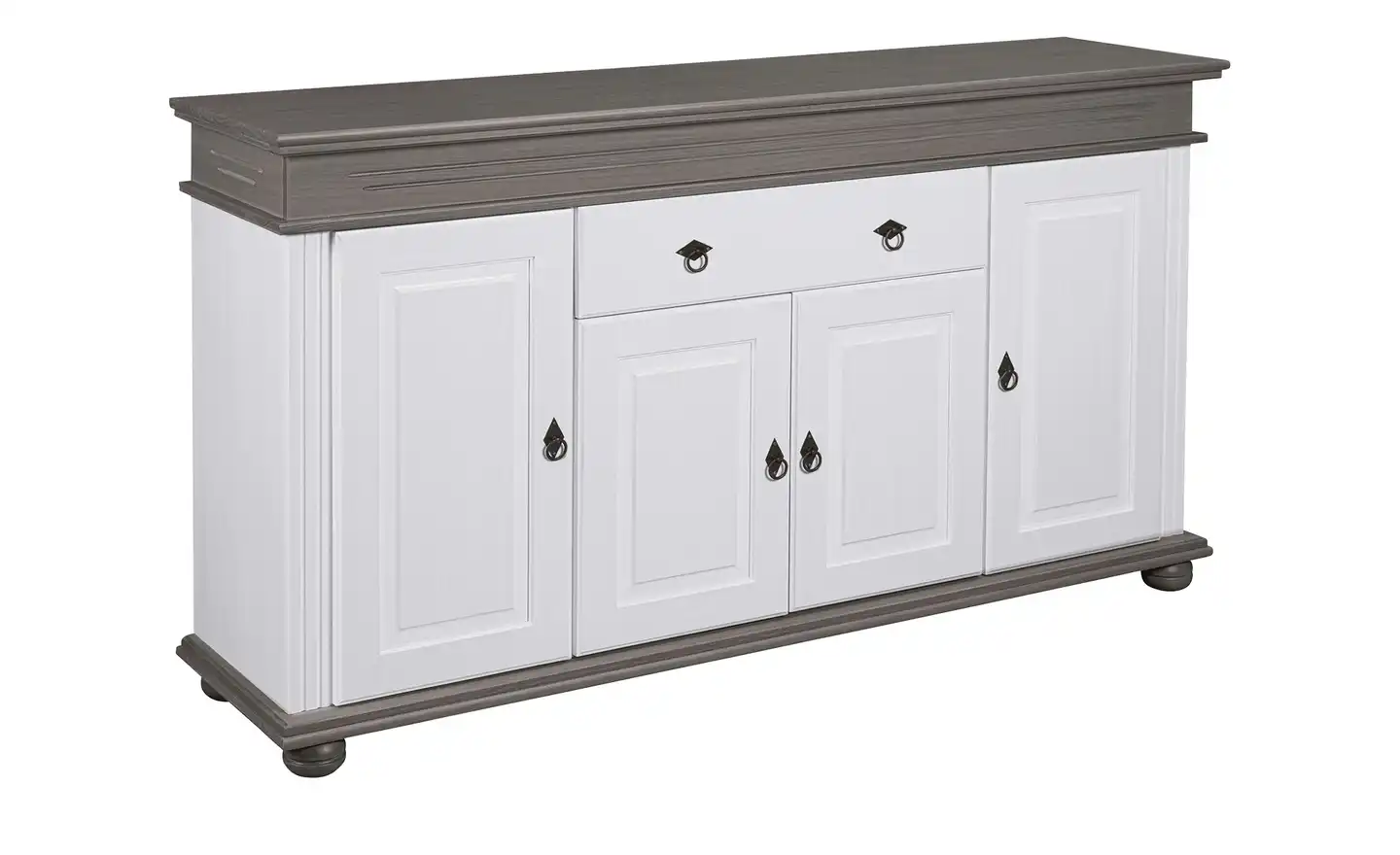 Sideboard aus Massivholz FEHMARN Lavagrau, Weiß - Sideboard aus Massivholz FEHMARN Lavagrau, Weiß