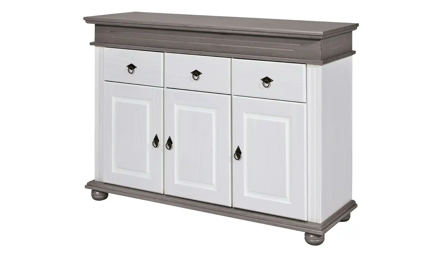 Sideboard aus Massivholz FEHMARN Lavagrau, Weiß - Sideboard aus Massivholz FEHMARN Lavagrau, Weiß