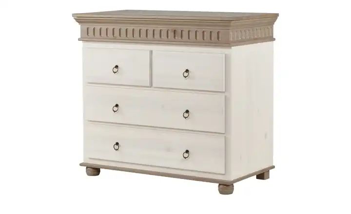 Kommode Bornholm | Kiefer Weiß / Kiefer lavafarben