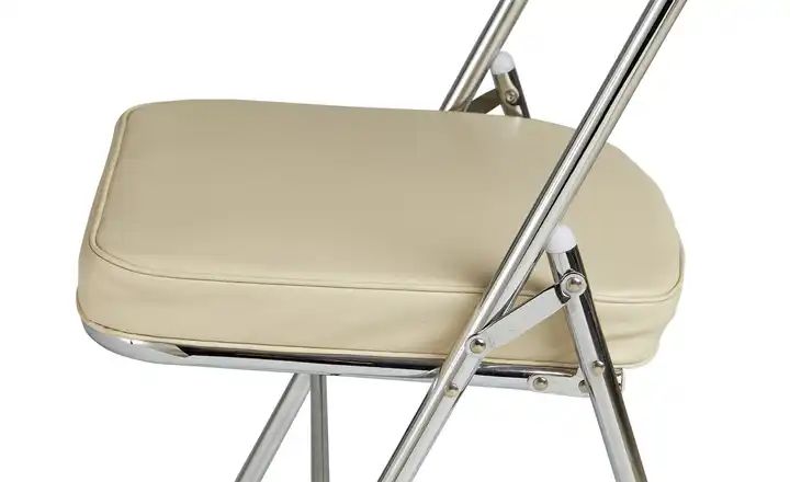 Mcc Direct Klappstuhl Beige - Kunstleder Sitz Metallrahmen Für Zuhause & Büro