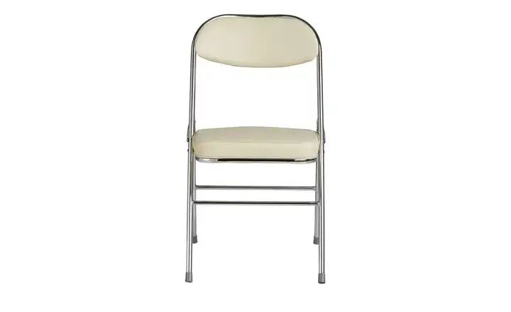 Mcc Direct Klappstuhl Beige - Kunstleder Sitz Metallrahmen Für Zuhause & Büro