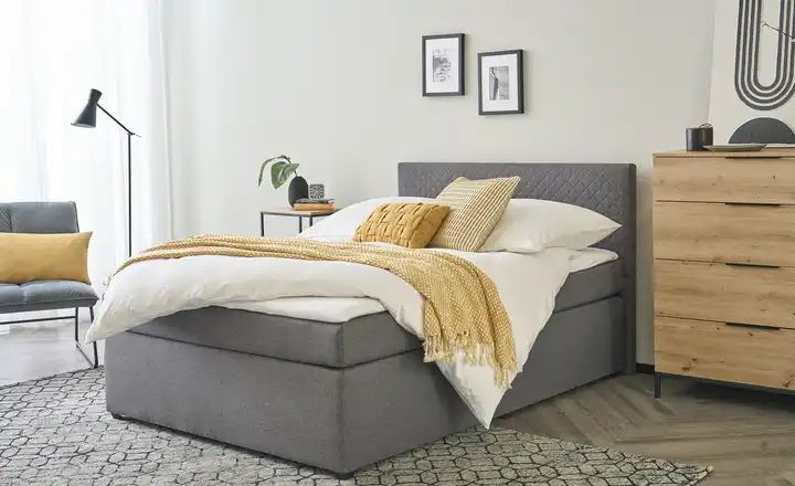 Boxspringbett Countess | 140 Cm, Grau | Möbel Höffner